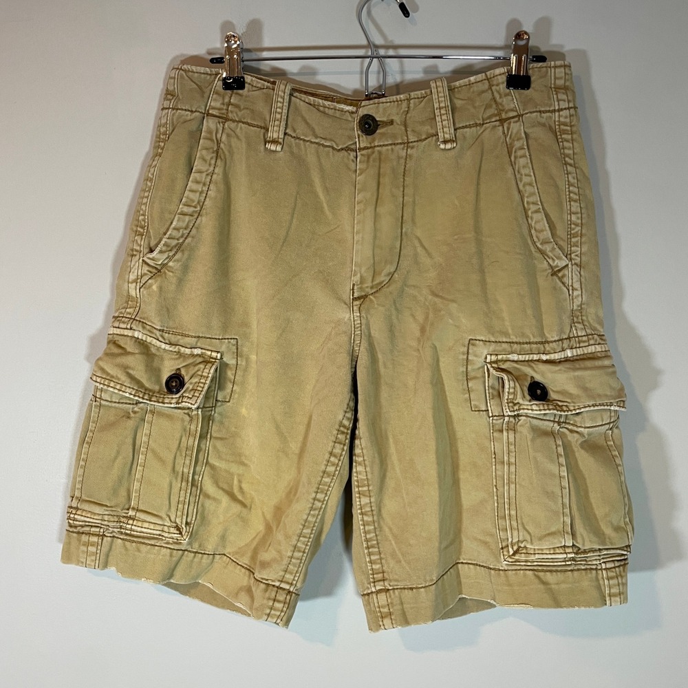 American Eagle Mens Classic Length Cargo Shorts Tan Cotton Size 32 Y2K Grunge